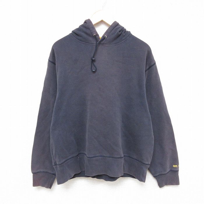 L★古着 ギャップ GAP 長袖 スウェット パーカー メンズ 00年代 00s 無地 紺 ネイビー 内側メッシュ 25apr09 中古 スエット トレーナー トップス