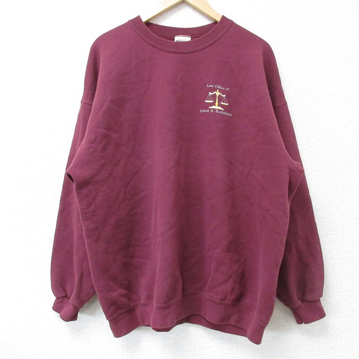 XL★古着 リー Lee 長袖 スウェット メンズ 00年代 00s 天秤 クルーネック エンジ 25apr09 中古 スエット トレーナー トップス