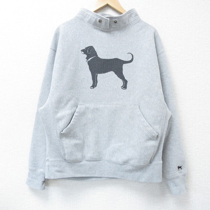 L★古着 長袖 スウェット メンズ The Black Dog モックネック ハイネック グレー 霜降り 25apr09 中古 スエット トレーナー トップス