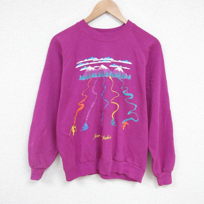 【50%OFF】M★古着 ジャージーズ 長袖 スウェット メンズ 80年代 80s スキー クルーネック USA製 濃ピンク 25apr10 中古 スエット トレーナー トップス