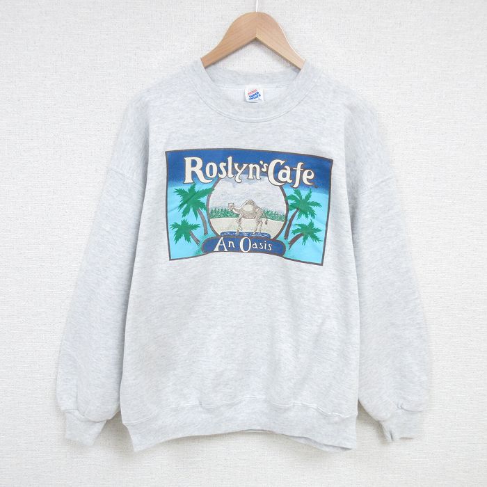 【50%OFF】XL★古着 ジャージーズ 長袖 スウェット メンズ 90年代 90s オアシス ラクダ クルーネック USA製 薄グレー 霜降り 25apr10 中古 スエット トレーナー トップス
