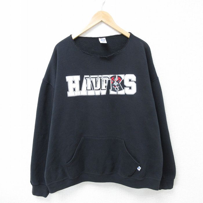 ラッセル 00s 長袖スウェット ホークス ブラック XL | 古着