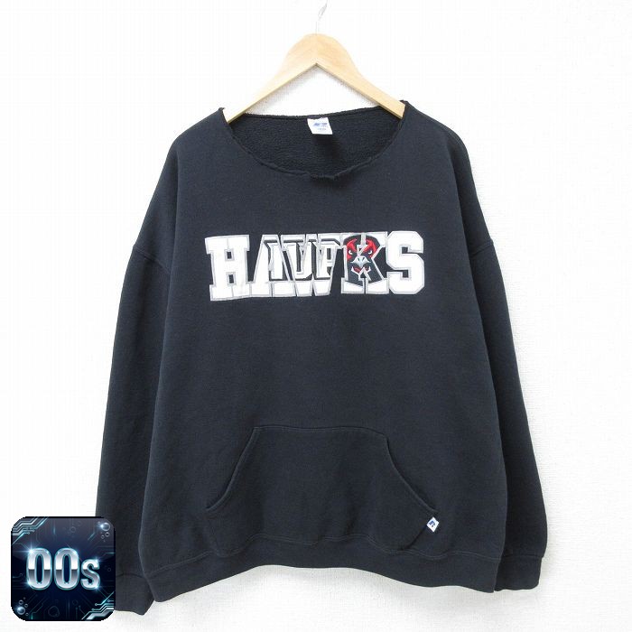 ラッセル 00s 長袖スウェット ホークス ブラック XL | 古着