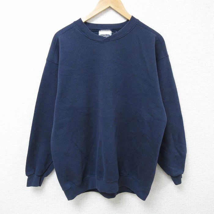 L★古着 リー Lee 長袖 スウェット メンズ 00年代 00s 無地 クルーネック 紺 ネイビー 25apr12 中古 スエット トレーナー トップス