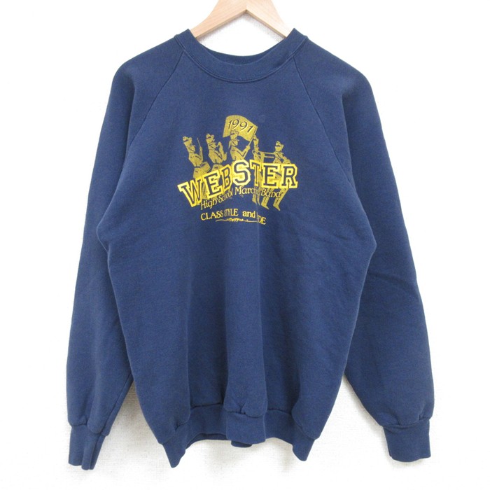 L★古着 フルーツオブザルーム 長袖 スウェット メンズ 90年代 90s WEBSTER ラグラン クルーネック USA製 紺 ネイビー 25apr11 中古 スエット トレーナー トップス