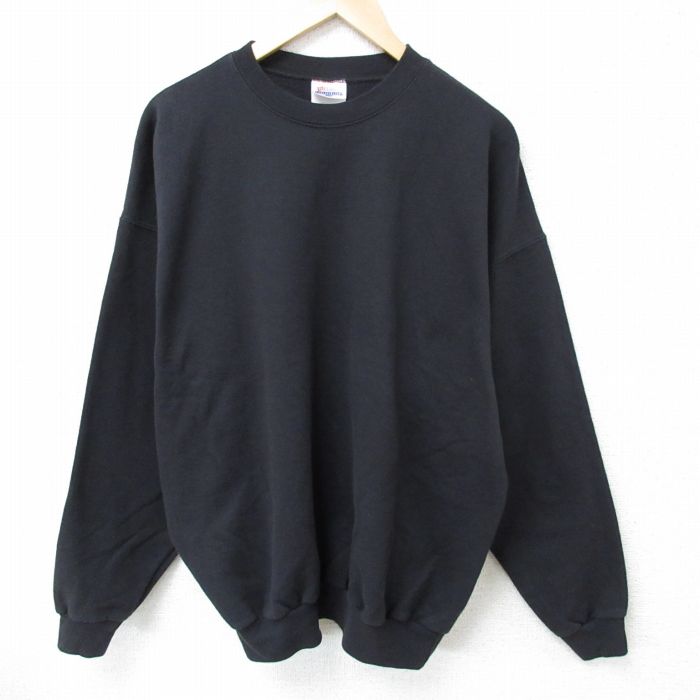 XL★古着 ヘインズ Hanes 長袖 スウェット メンズ 00年代 00s 無地 大きいサイズ クルーネック 黒 ブラック 25apr11 中古 スエット トレーナー トップス