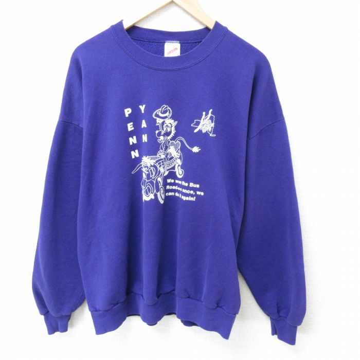 XL★古着 ジャージーズ 長袖 スウェット メンズ 00年代 00s 馬 クルーネック 紫 パープル 25apr11 中古 スエット トレーナー トップス