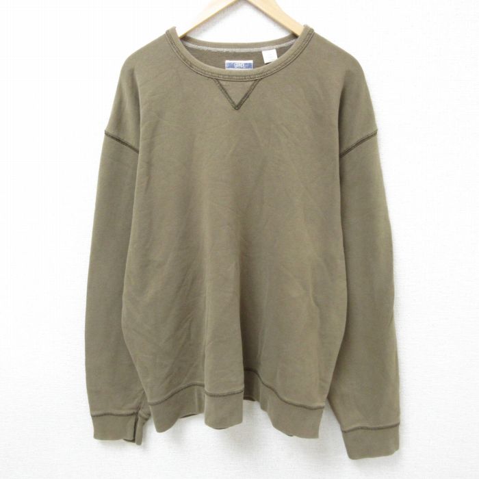 XL★古着 ギャップ GAP 長袖 トップス メンズ 00年代 00s 無地 大きいサイズ コットン クルーネック 茶 ブラウン 25apr11 中古 スエット トレーナー