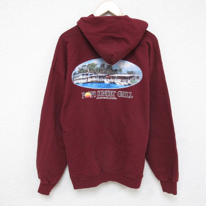 【50%OFF】XL★古着 長袖 スウェット パーカー メンズ 00年代 00s サンセット エンジ 25apr14 中古 スエット トレーナー トップス