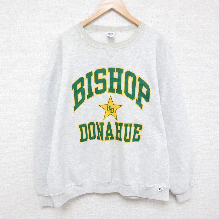 XL★古着 ラッセル 長袖 スウェット メンズ 90年代 90s 星 大きいサイズ クルーネック USA製 薄グレー 霜降り 【spe】 25apr14 中古 スエット トレーナー トップス