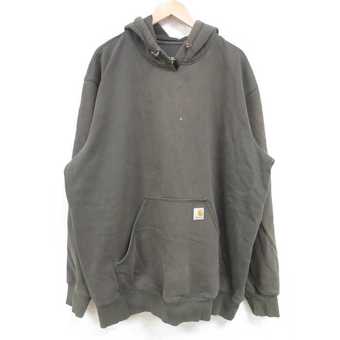 XL★古着 カーハート Carhartt 長袖 スウェット パーカー メンズ 無地 大きいサイズ 緑 グリーン 25apr14 中古 スエット トレーナー トップス