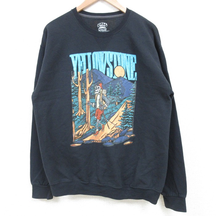 M★古着 長袖 スウェット メンズ Call Your Mother クルーネック 黒 ブラック 25apr14 中古 スエット トレーナー トップス