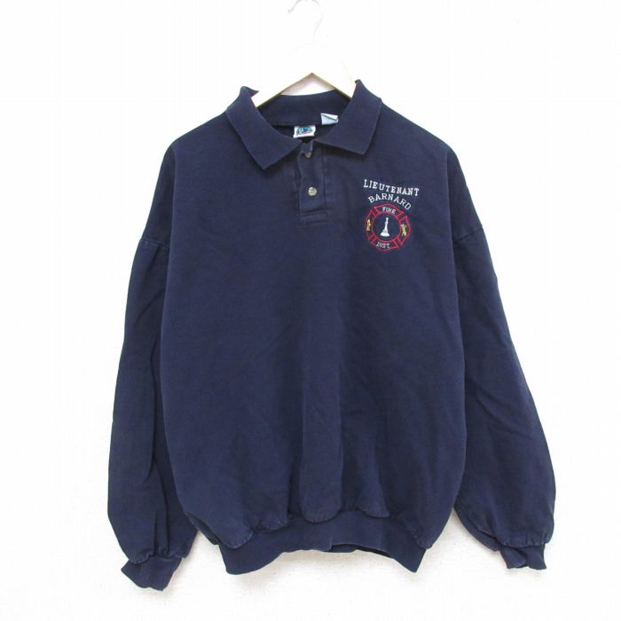 WEK 90s 長袖トップス 消防署 ネイビー XL | 古着