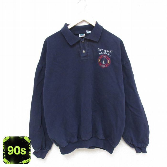 WEK 90s 長袖トップス 消防署 ネイビー XL | 古着