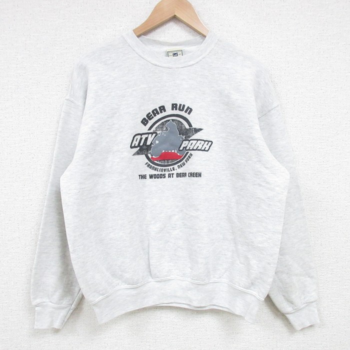 L★古着 リー Lee 長袖 スウェット メンズ 00年代 00s ATV PARK クルーネック 薄グレー 霜降り 25apr15 中古 スエット トレーナー トップス