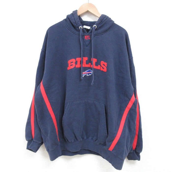 【50%OFF】XL★古着 長袖 スウェット パーカー メンズ 00年代 00s NFL バッファロービルズ 大きいサイズ 紺 ネイビー アメフト スーパーボウル 25apr15 中古 スエット トレーナー トップス