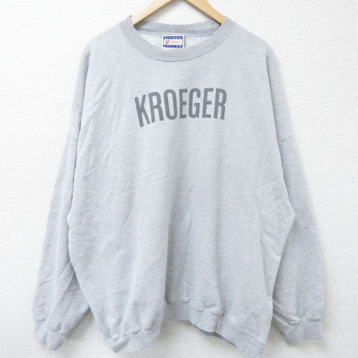 【50%OFF】【50%OFF】XL★古着 ヘインズ Hanes 長袖 スウェット メンズ 00年代 00s KROEGER 大きいサイズ クルーネック 薄グレー 霜降り 25apr15 中古 スエット トレーナー トップス