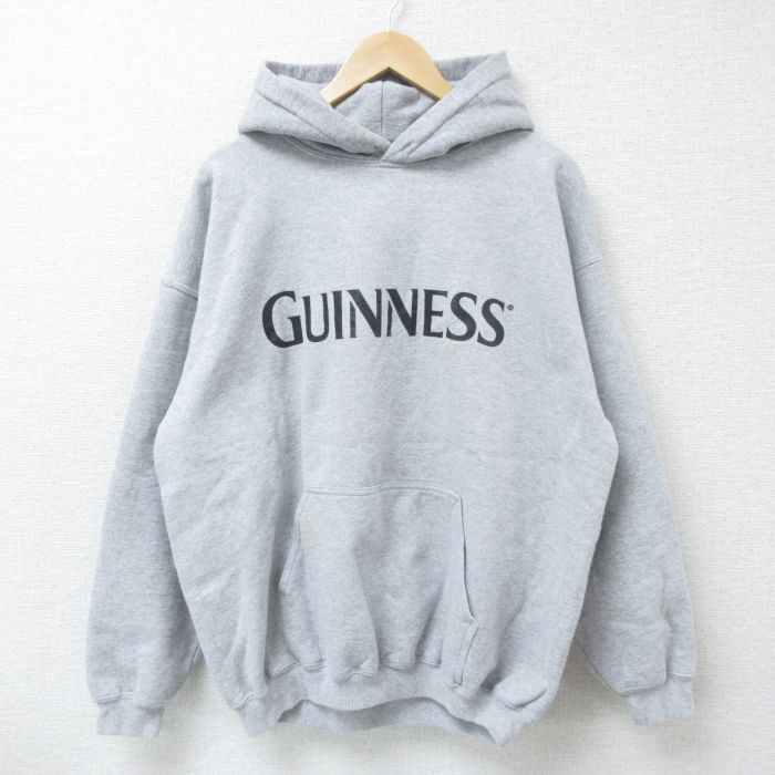 【50%OFF】XL★古着 長袖 スウェット パーカー メンズ 00年代 00s ギネスビール 大きいサイズ グレー 霜降り 25apr15 中古 スエット トレーナー トップス