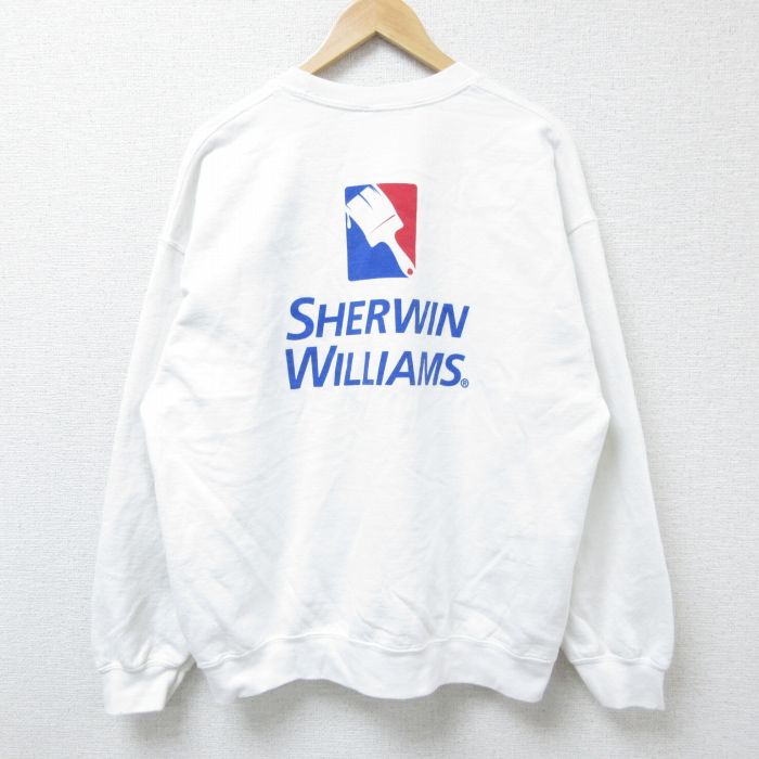 XL★古着 長袖 スウェット メンズ シャーウィンウィリアム ペンキ クルーネック 白 ホワイト 【spe】 25apr15 中古 スエット トレーナー トップス
