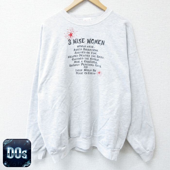 ヘインズ 00s 長袖スウェット メッセージ グレー XL | 古着