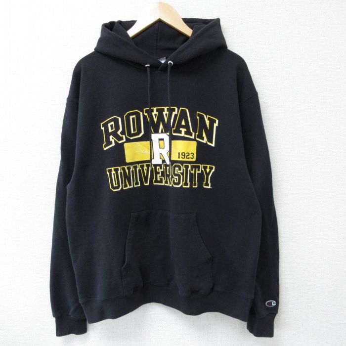 L★古着 チャンピオン Champion 長袖 スウェット パーカー メンズ ローワン 大学 黒 ブラック 25apr15 中古 スエット トレーナー トップス