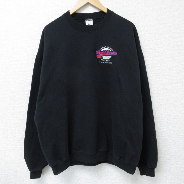 XL★古着 ジャージーズ 長袖 スウェット メンズ 00年代 00s ベースボール 大きいサイズ クルーネック 黒 ブラック 25apr15 中古 スエット トレーナー トップス