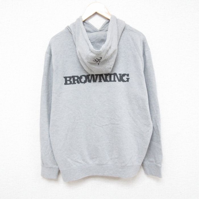 XL★古着 長袖 スウェット パーカー メンズ BROWNING グレー 霜降り 25apr15 中古 スエット トレーナー トップス