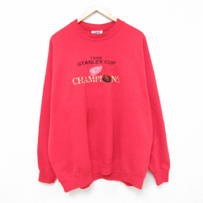 リー 90s 長袖スウェット デトロイトレッドウィングス レッド XL | 古着