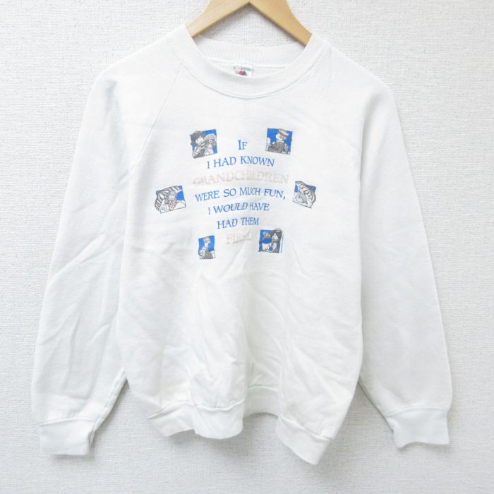 フルーツオブザルーム 90s 長袖スウェット ラグラン ホワイト M | 古着