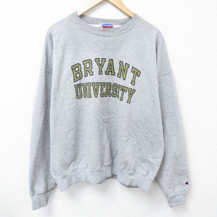 XL★古着 チャンピオン Champion 長袖 スウェット メンズ 00年代 00s ブライアント 大学 大きいサイズ クルーネック グレー 霜降り 25apr16 中古 スエット トレーナー トップス