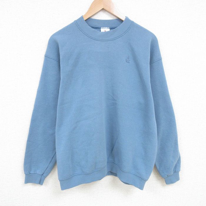 XL★古着 長袖 スウェット メンズ 90年代 90s USAオリンピック ワンポイントロゴ クルーネック USA製 薄紺 ネイビー 25apr16 中古 スエット トレーナー トップス