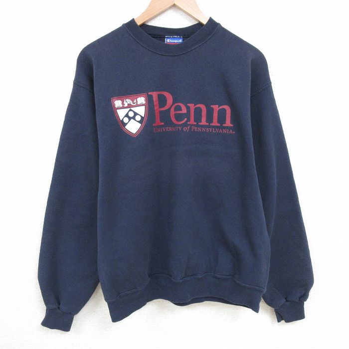 L★古着 チャンピオン Champion 長袖 スウェット メンズ 00年代 00s ペンシルベニア 大学 クルーネック 紺 ネイビー 25apr16 中古 スエット トレーナー トップス