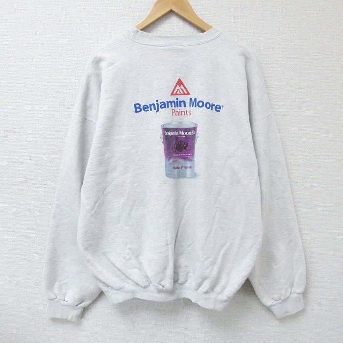 XL★古着 ヘインズ Hanes 長袖 スウェット メンズ 00年代 00s ベンジャミンムーア ペイント 大きいサイズ クルーネック 薄グレー 霜降り 25apr17 中古 スエット トレーナー トップス
