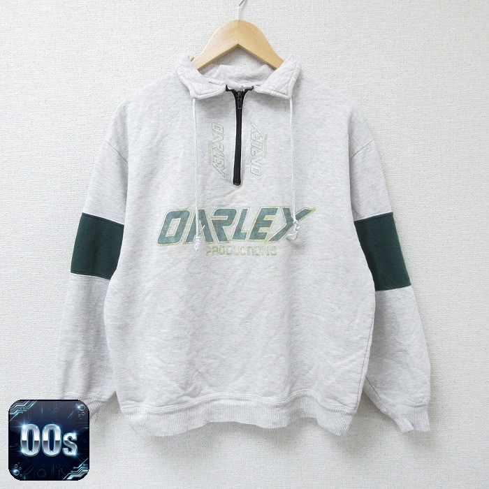 【50%OFF】オークリー 00s 長袖ハーフジップスウェット ビッグロゴ グレー L | 古着