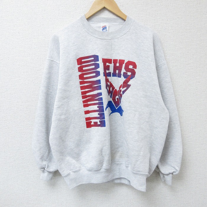 【50%OFF】XL★古着 長袖 スウェット メンズ 90年代 90s エリンウッド クルーネック USA製 薄グレー 霜降り 25apr17 中古 スエット トレーナー トップス
