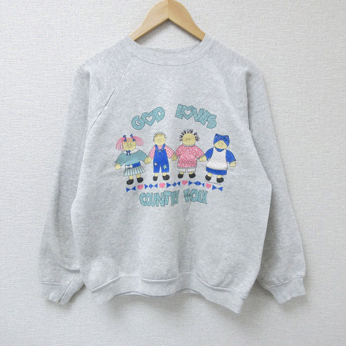 【50%OFF】L★古着 ヘインズ Hanes 長袖 スウェット メンズ 00年代 00s God Loves Country Folk クルーネック 薄グレー 霜降り 25apr17 中古 スエット トレーナー トップス