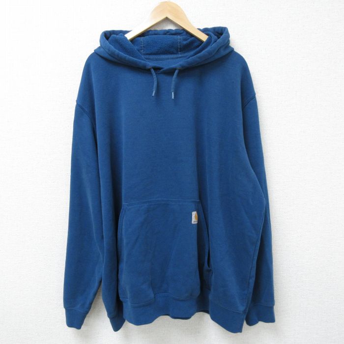 【50%OFF】XL★古着 カーハート Carhartt 長袖 スウェット パーカー メンズ 00年代 00s 無地 大きいサイズ 青 ブルー 25apr18 中古 スエット トレーナー トップス