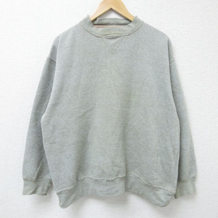 【50%OFF】XL★古着 長袖 スウェット メンズ 00年代 00s 無地 モックネック ハイネック ベージュ カーキ 25apr18 中古 スエット トレーナー トップス