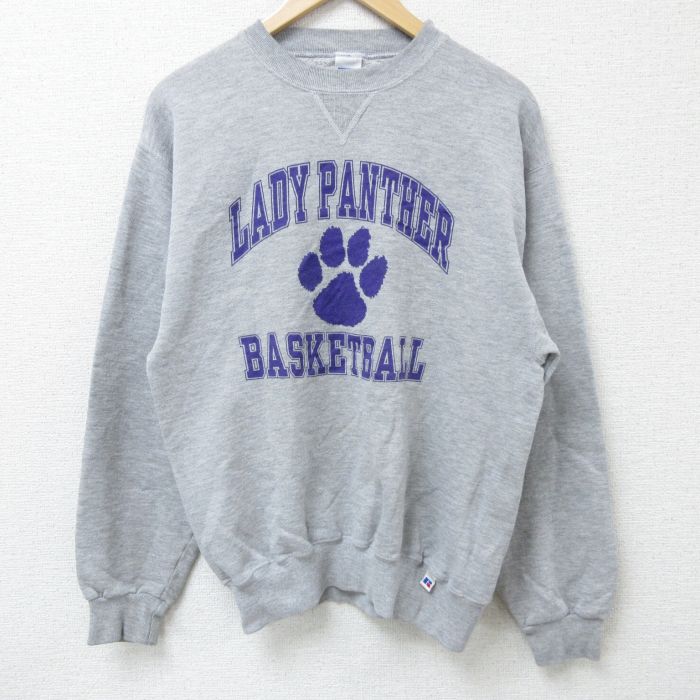 【50%OFF】M★古着 ラッセル 長袖 スウェット メンズ 00年代 00s 手形 クルーネック グレー 霜降り 25apr18 中古 スエット トレーナー トップス