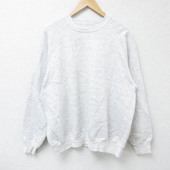 XL★古着 リー Lee 長袖 スウェット メンズ 90年代 90s 無地 クルーネック 薄グレー 霜降り 25apr18 中古 スエット トレーナー トップス