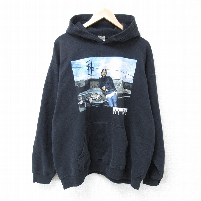 XL★古着 長袖 ヒップホップ ラップ スウェット パーカー メンズ アイスキューブ 大きいサイズ 黒 ブラック 25apr21 中古 スエット トレーナー トップス