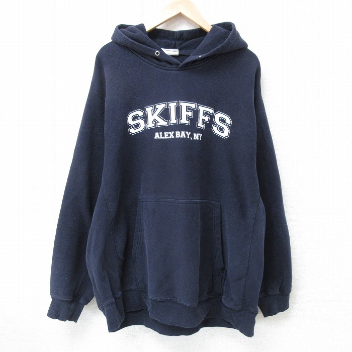 【50%OFF】XL★古着 MVスポーツ 長袖 スウェット パーカー メンズ 00年代 00s SKIFFS 大きいサイズ 紺 ネイビー 25apr21 中古 スエット トレーナー トップス