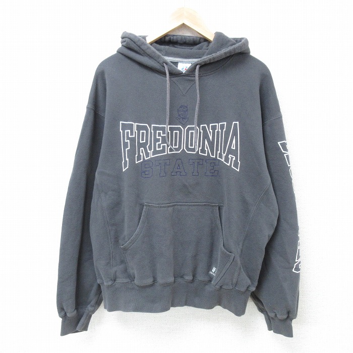 【50%OFF】XL★古着 ラッセル 長袖 スウェット パーカー メンズ 00年代 00s FREDONIA グレー 25apr21 中古 スエット トレーナー トップス
