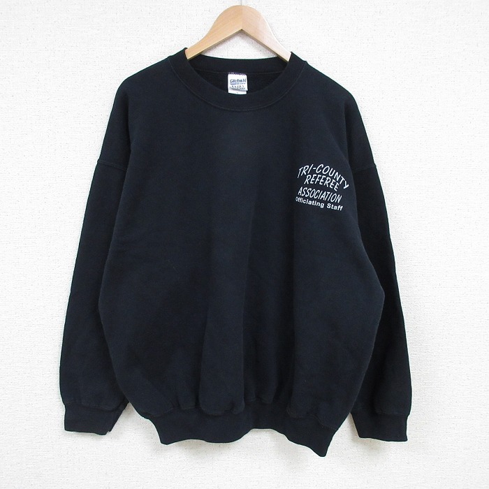 【50%OFF】XL★古着 長袖 スウェット メンズ 00年代 00s TRI COUNTY 大きいサイズ クルーネック 黒 ブラック 25apr21 中古 スエット トレーナー トップス