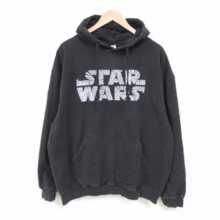 XL★古着 長袖 スウェット パーカー メンズ スターウォーズ STAR WARS 黒 ブラック 25apr21 中古 スエット トレーナー トップス