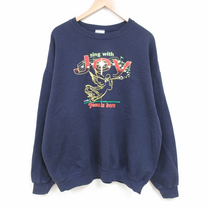 【50%OFF】XL★古着 リー 長袖 スウェット メンズ 00年代 00s JOY 大きいサイズ クルーネック 紺 ネイビー 25apr21 中古 スエット トレーナー トップス