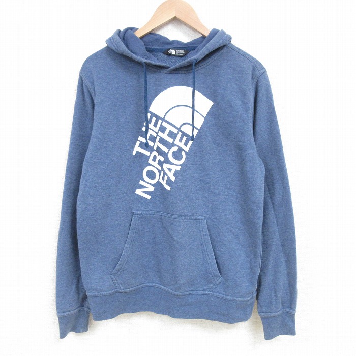 M★古着 ノースフェイス THE NORTH FACE 長袖 スウェット メンズ ビッグロゴ クルーネック 薄紺 ネイビー 25apr21 中古 スエット トレーナー トップス