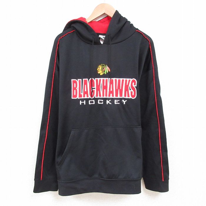 【50%OFF】XL★古着 長袖 スウェット パーカー メンズ 00年代 00s NHL シカゴブラックホークス 大きいサイズ 黒 ブラック アイスホッケー 25apr28 中古 スエット トレーナー トップス