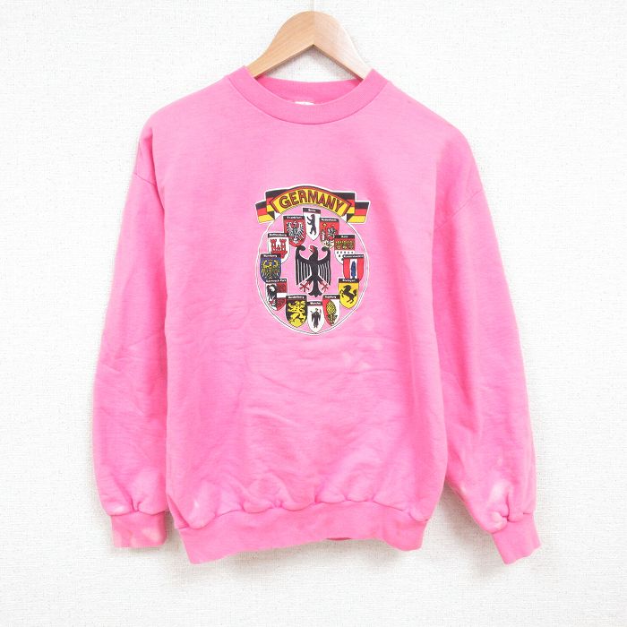 【50%OFF】L★古着 長袖 スウェット メンズ 80年代 80s ドイツ クルーネック ピンク 25apr28 中古 スエット トレーナー トップス