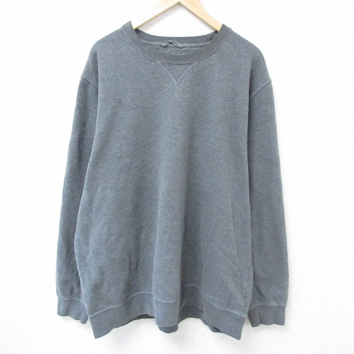 XL★古着 エルエルビーン LLBEAN 長袖 スウェット メンズ ワンポイントロゴ 大きいサイズ クルーネック 濃グレー 霜降り 【spe】 25may01 中古 スエット トレーナー トップス